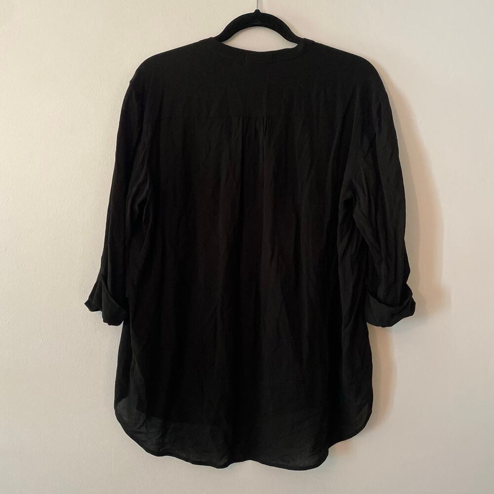 James Perse Black Flowy 3/4 Sleeve Blouse Lightweight Women's size 3 / Large - Picture 6 of 8